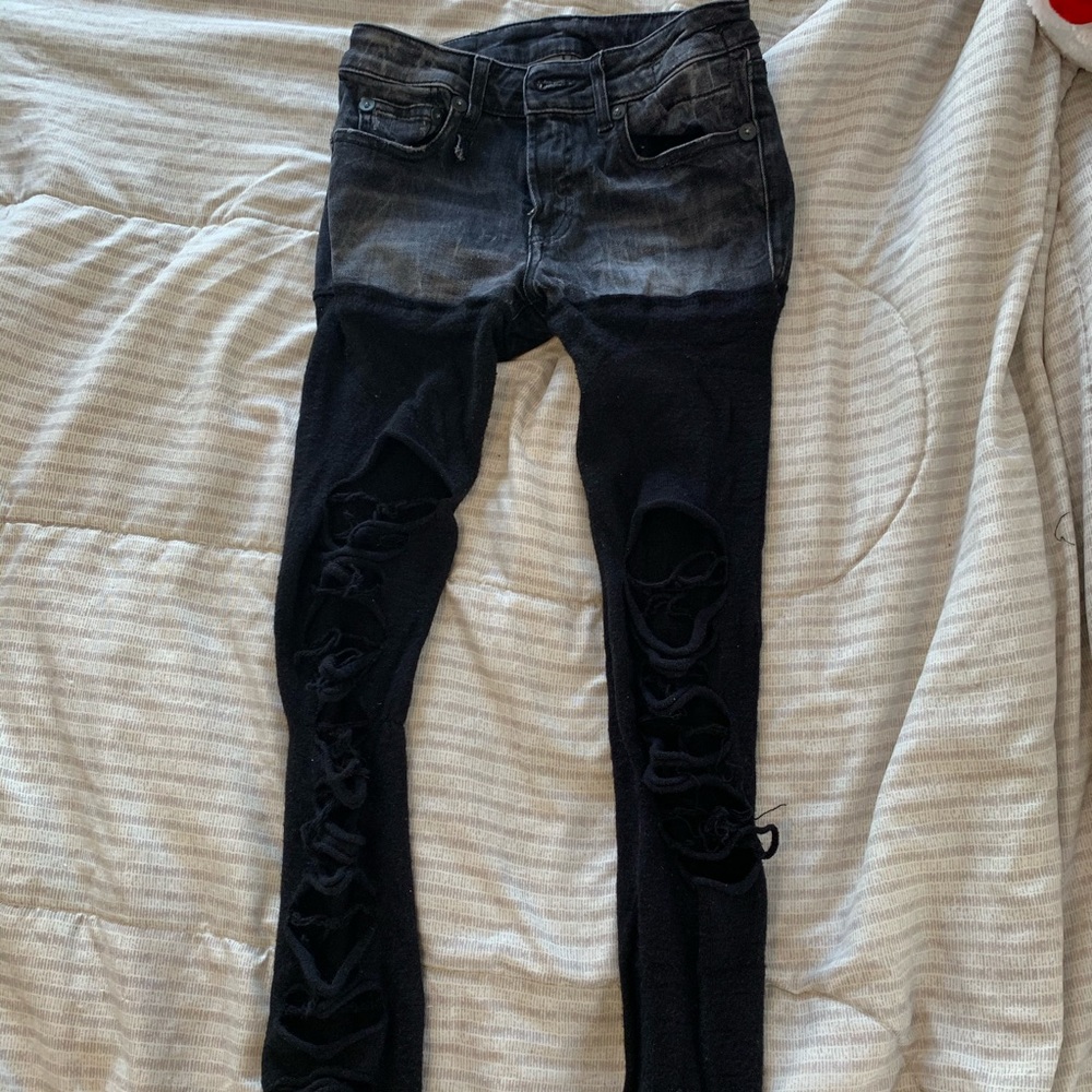 Denim & Material Distress Jeans
